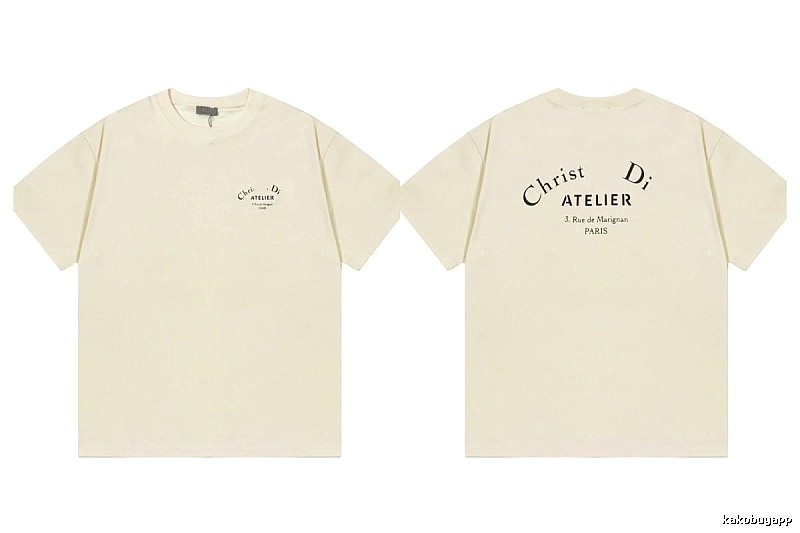 Dior Atelier Minimalist Style Beige Short-sleeve T-shirt