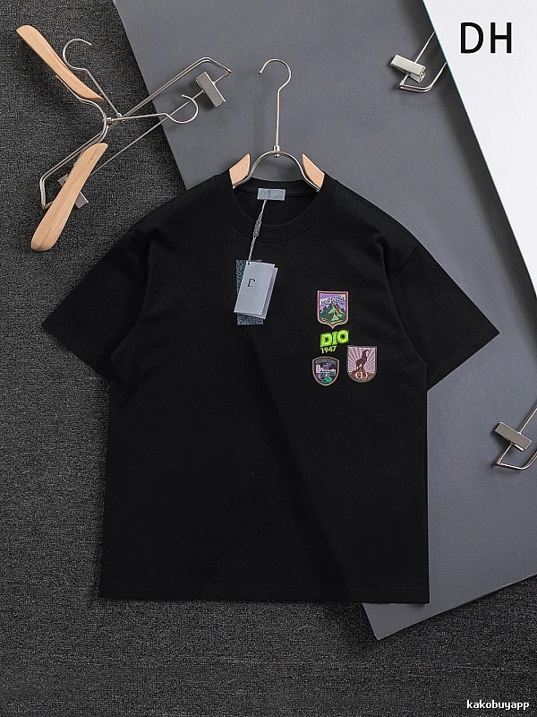 Dior Badge Collection Vintage Style Black Short-sleeve T-shirt