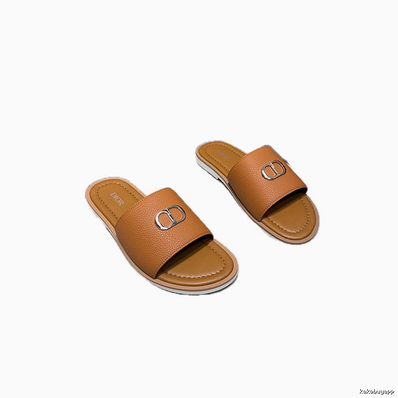 Dior CD Collection Light Luxury Style Brown Slides