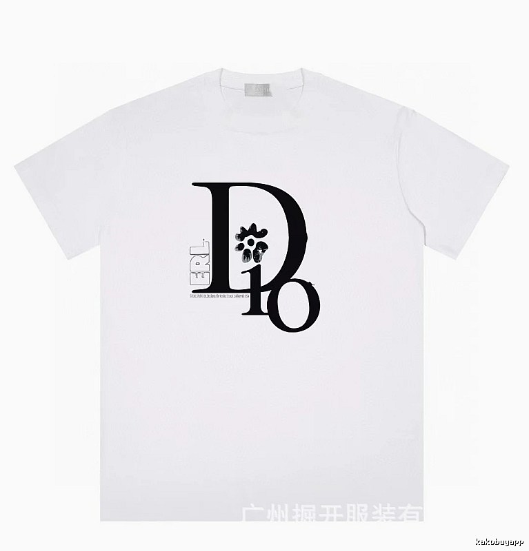 Dior Co-branded Trendy Style Printed White T-Shirt