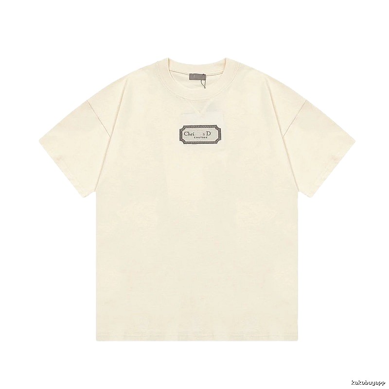 Dior Couture Minimalist Style Off-White Short-sleeve T-shirt