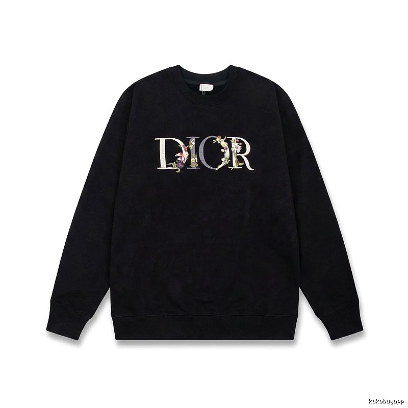 Dior Floral Alphabet Style Black Sweatshirt