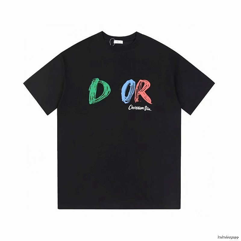 Dior Graffiti Collection Edgy Trendy Style Black Short-sleeve T-shirt