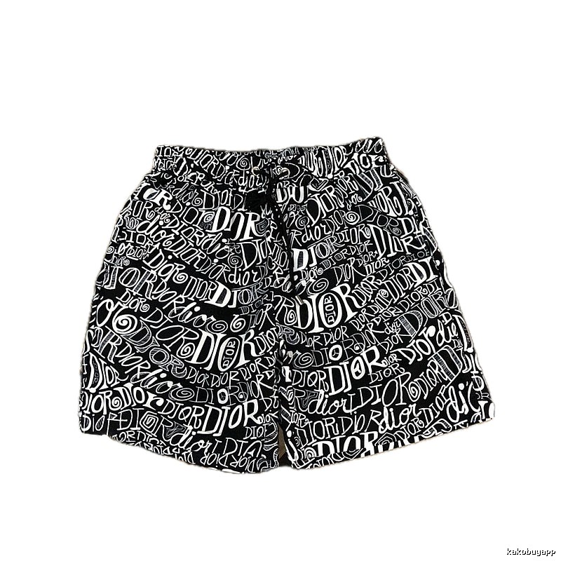 Dior Graffiti Collection Trendy Cool Style Black and White Shorts