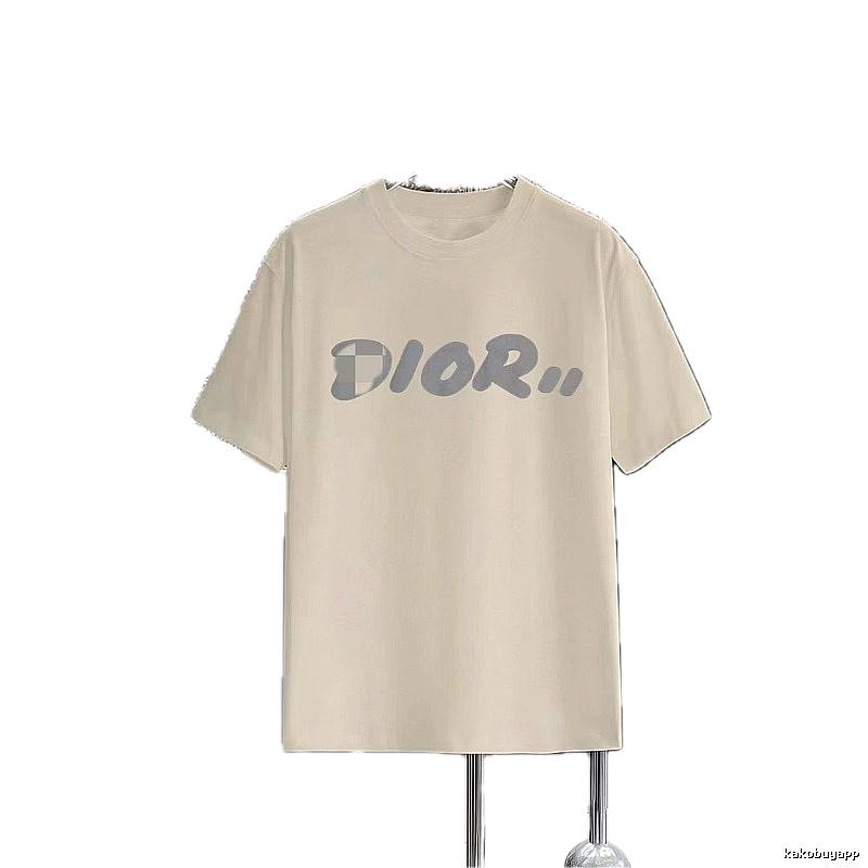 Dior Letter Print Light Luxury Style Beige T-Shirt