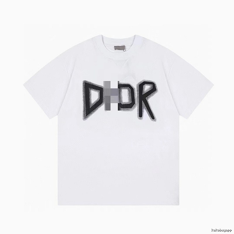 Dior Letter Print Trendy Style White T-Shirt