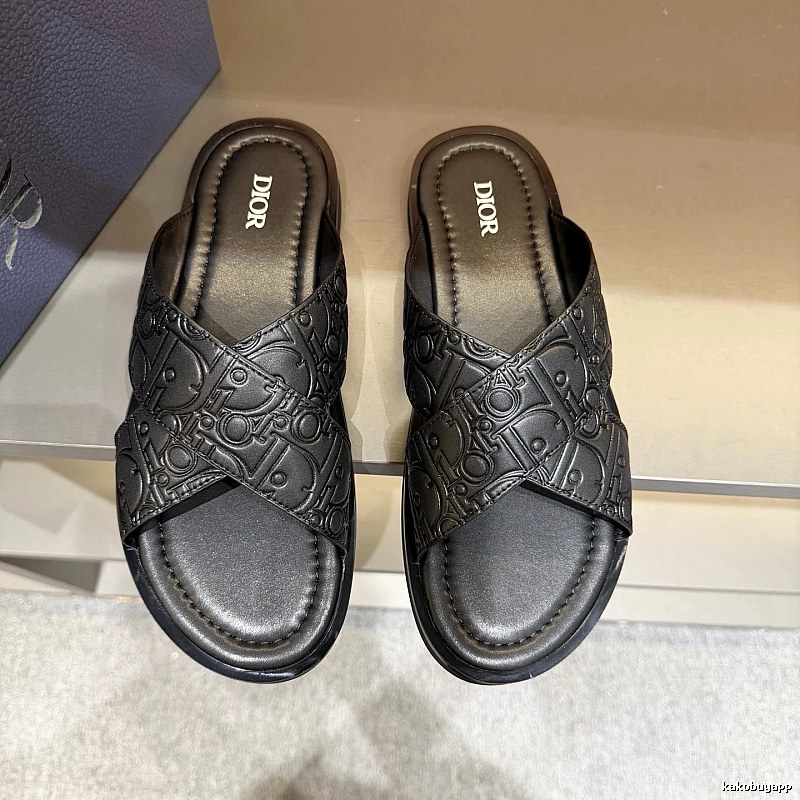 Dior Monogram Collection Light Luxury Style Black Slides