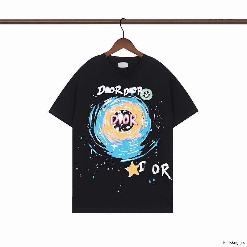 Dior Starry Sky Graffiti Style Black Short-sleeve T-Shirt