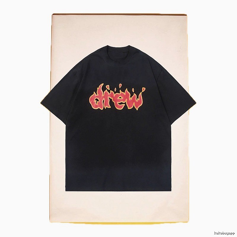 DREW Flame Heart Street Style Black T-shirt