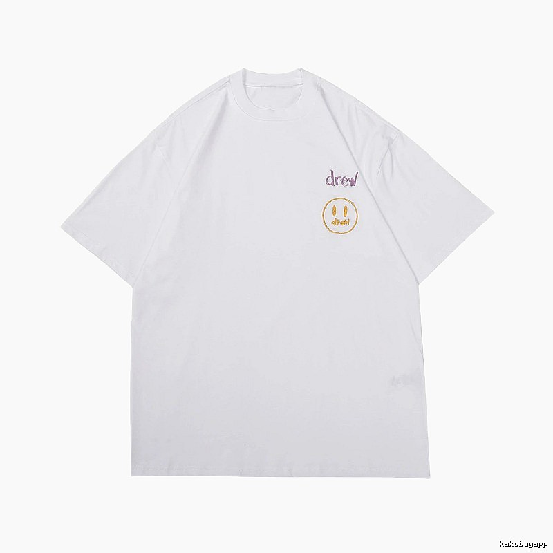 DREW Smiley Embroidered Street Style White T-Shirt
