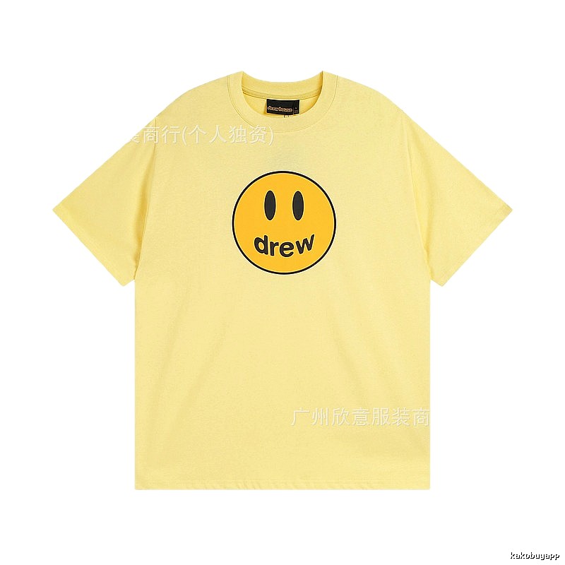 DREW Smiley Face Series Street Style Light Yellow T-shirt