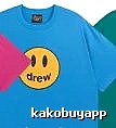 DREW Smiley Face Street Style Blue Short Sleeve T-Shirt