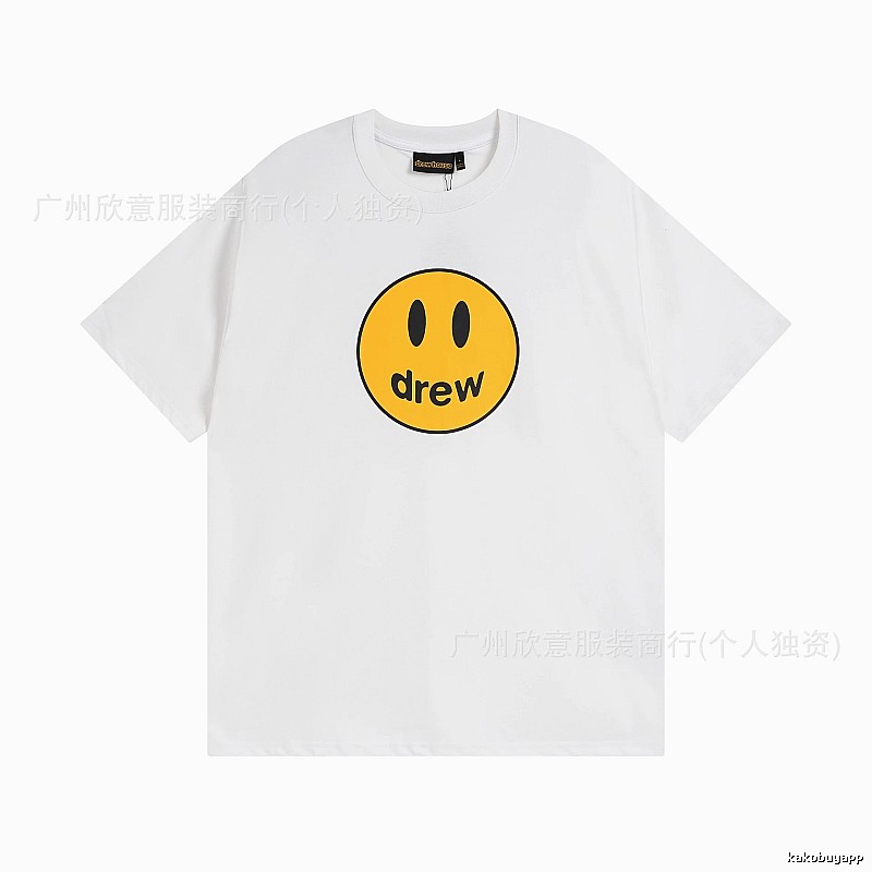 DREW Smiley Series Casual Style White Short-sleeve T-shirt