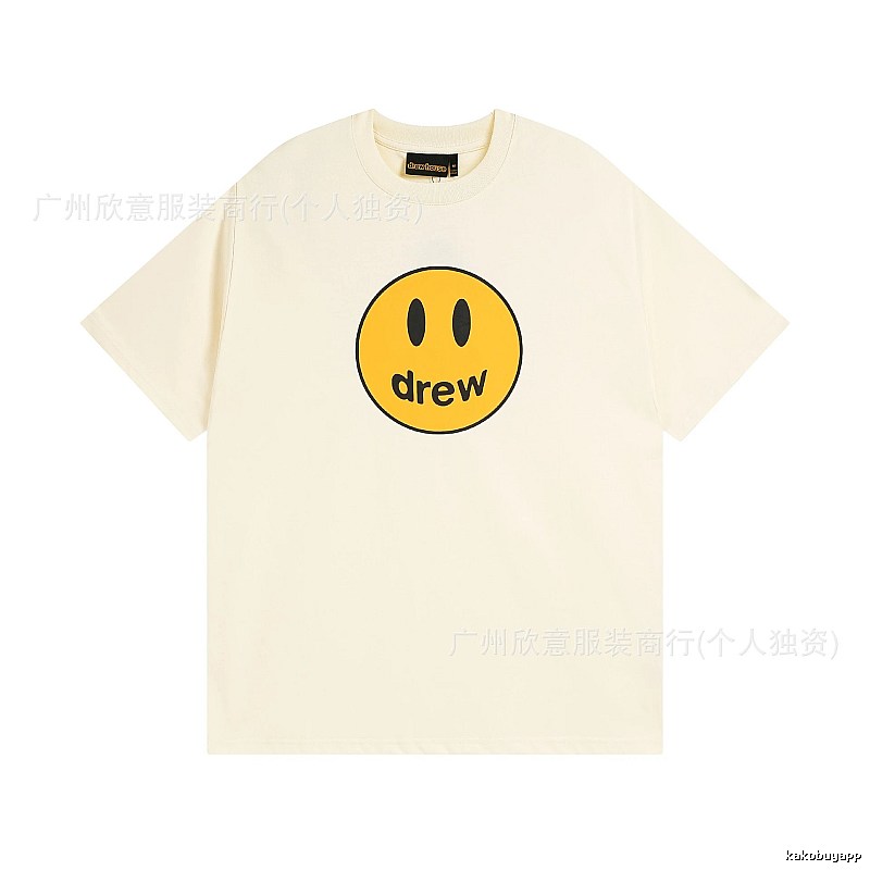 DREW Smiley Street Style Off-white Short Sleeve T-Shirt