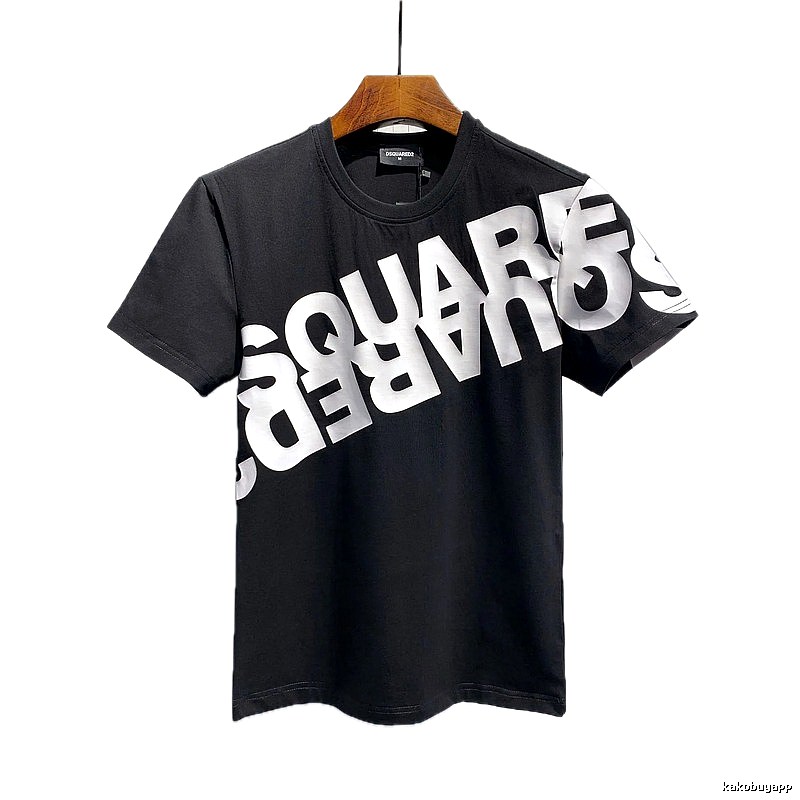 DSQ Large Letter Print Street Style Black T-Shirt