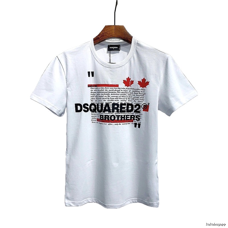 DSQUARED2 Maple Leaf Print Street Style White T-Shirt