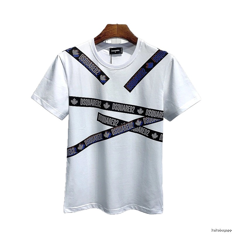DSQUARED2 Webbing Streetwear Brand White Short-sleeve T-shirt
