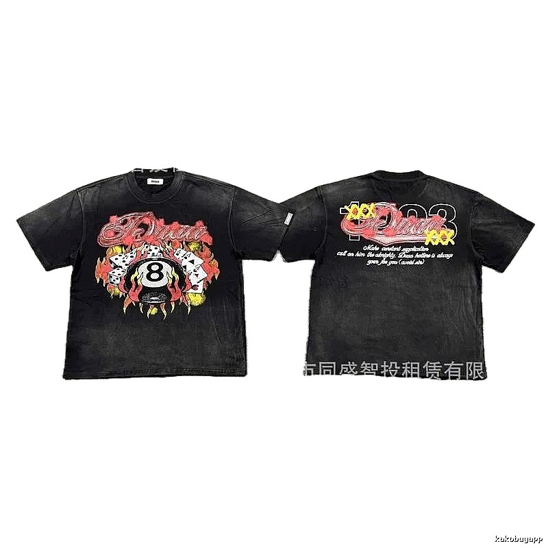 DUAA Black 8 Printed American Street Style Black T-Shirt