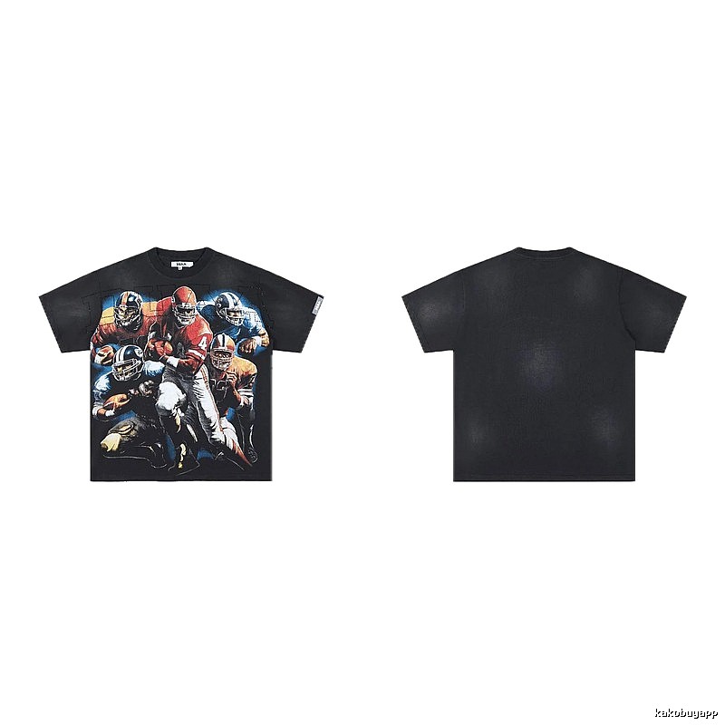 DUAA Rugby Print Retro Black T-Shirt