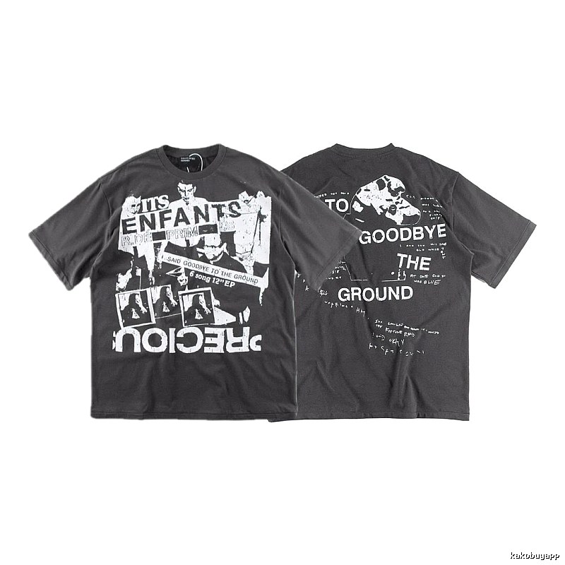 ERD GRJKD Printed Dark Style Charcoal Gray T-Shirt