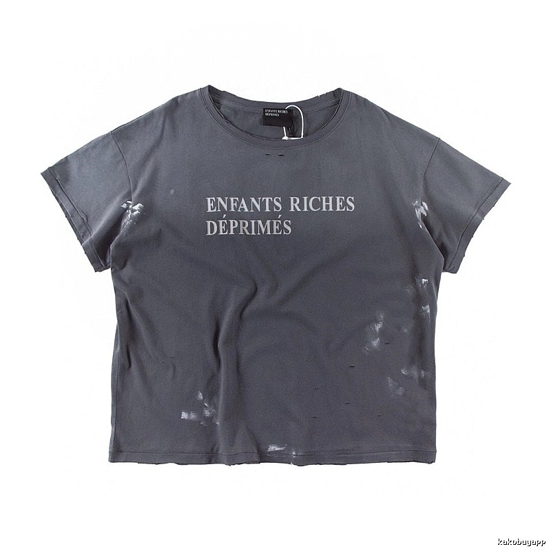 ERD Ink-splatter Distressed Vintage Style Gray Short Sleeve T-shirt
