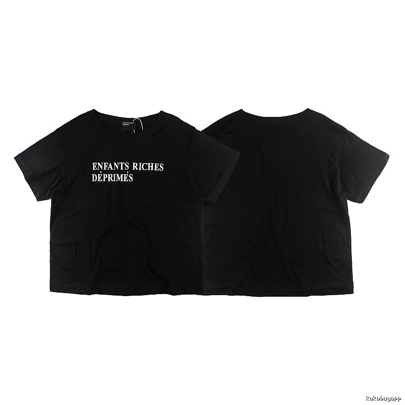 ERD Letter Print Dark High Street Black Short Sleeve T-shirt