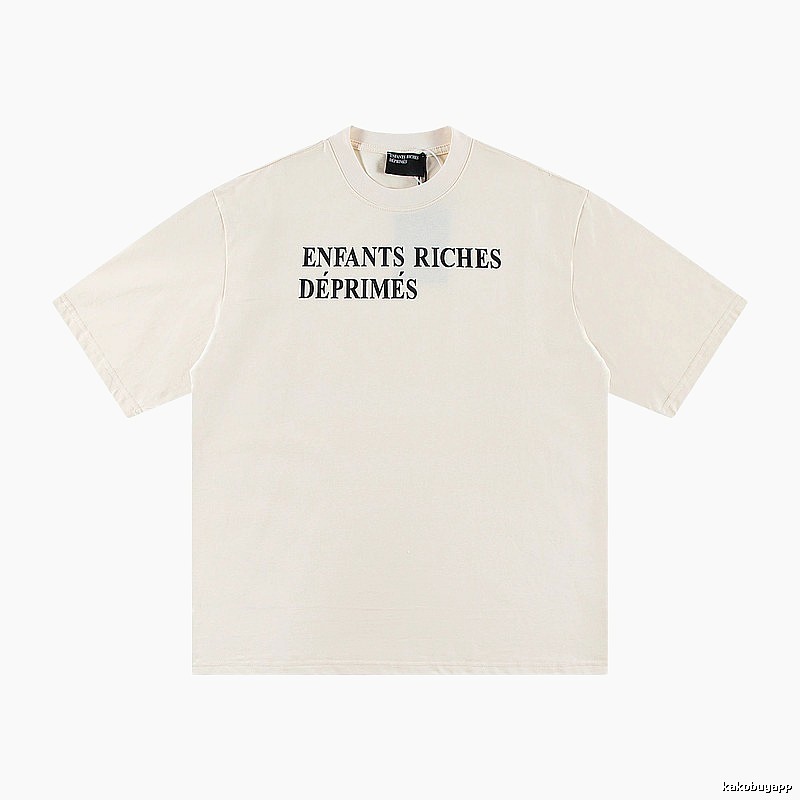 ERD Letter Print Minimalist Style Off-white Short-sleeve T-shirt