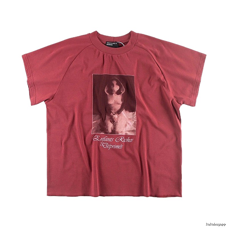 ERD Portrait Print Vintage Style Burgundy T-shirt