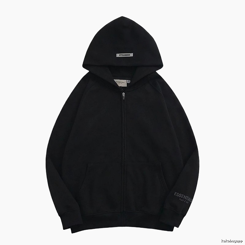 ESSENTIALS minimalist style black hoodie