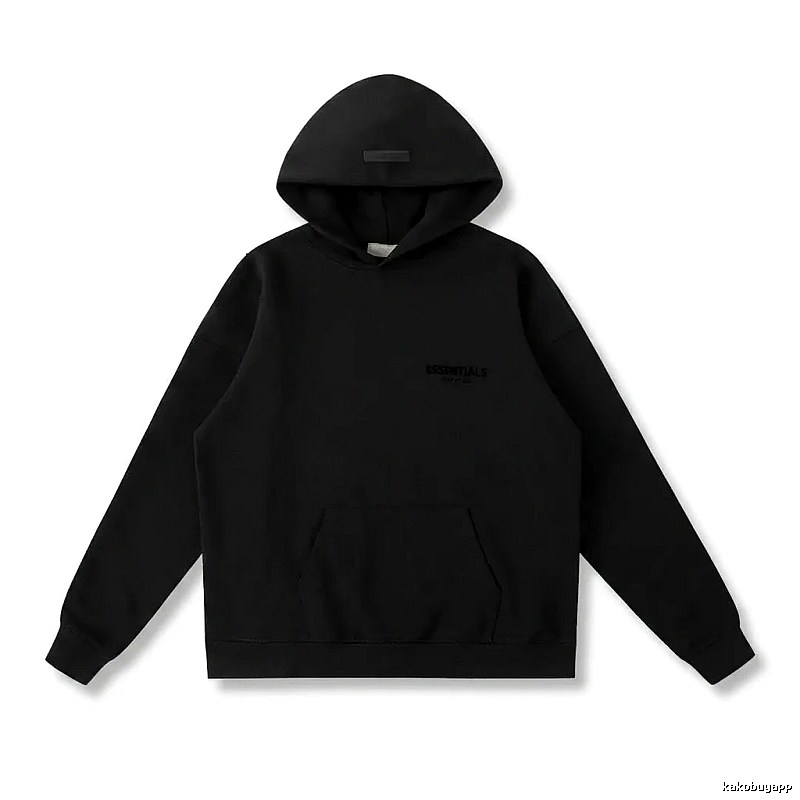 ESSENTIALS minimalist style black hoodie