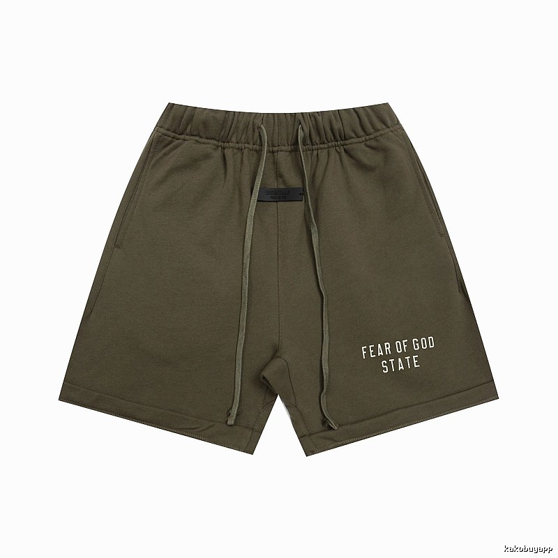 ESSENTIALS Sporty Military Green Shorts