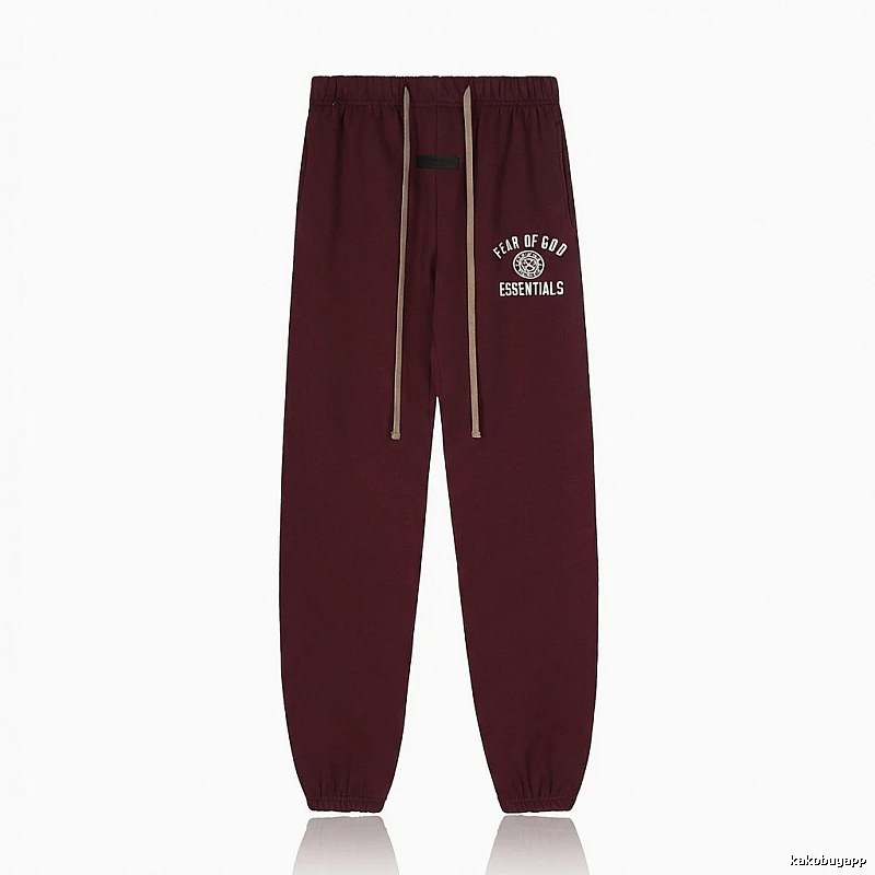 ESSENTIALS Trendy Casual Wine Red Sweatpants