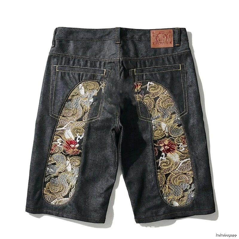 EVISU dragon pattern retro denim shorts