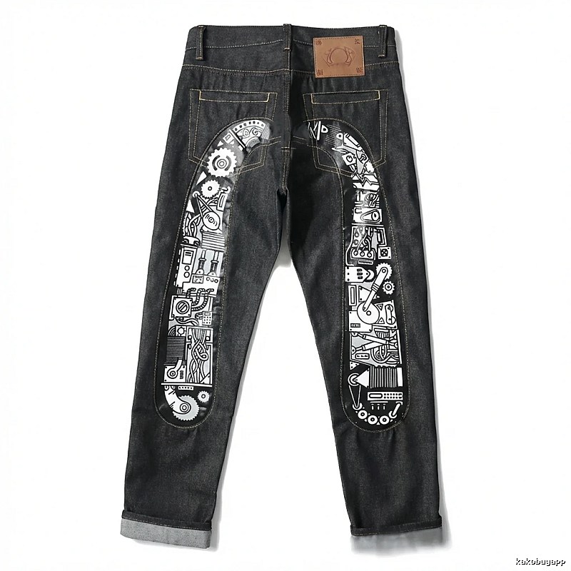EVISU Mechanical Style Black Jeans