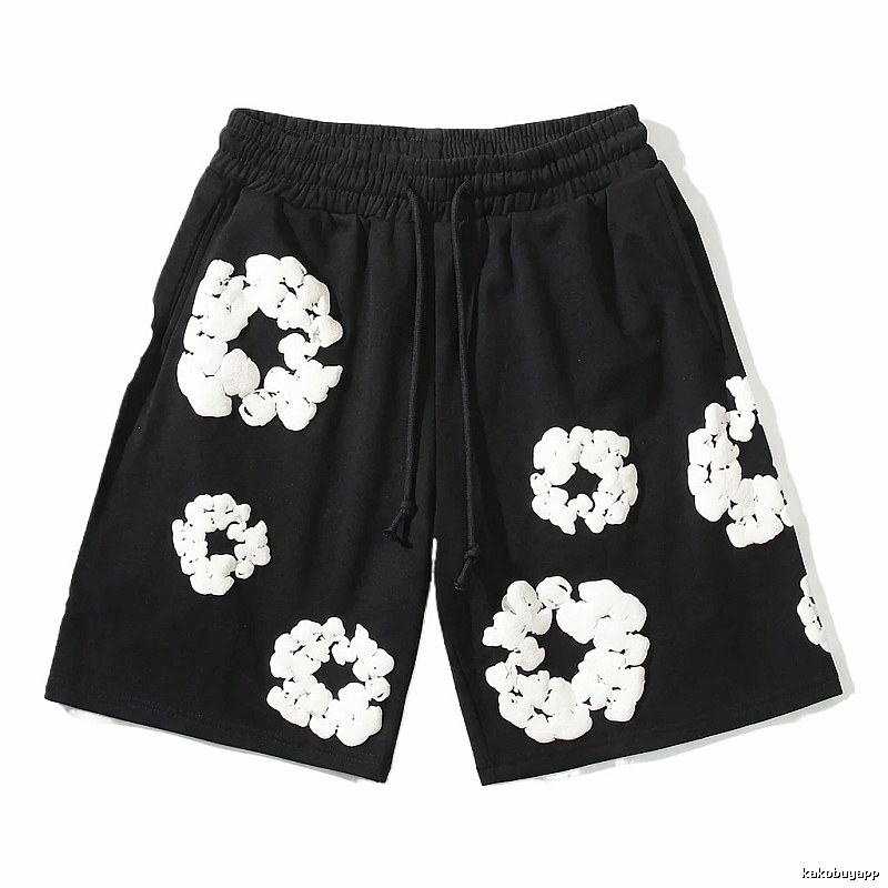 Flower-style black shorts from DENIM TEARS