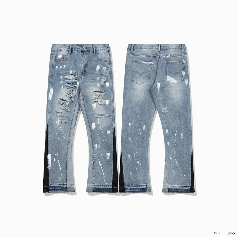 Gallery Dept Hole-Ripped Denim Blue Jeans