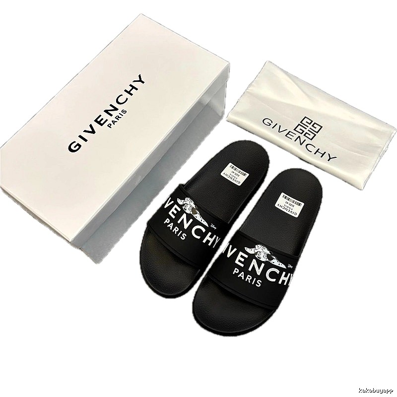 Givenchy x Disney Street Style Black Slide Sandals