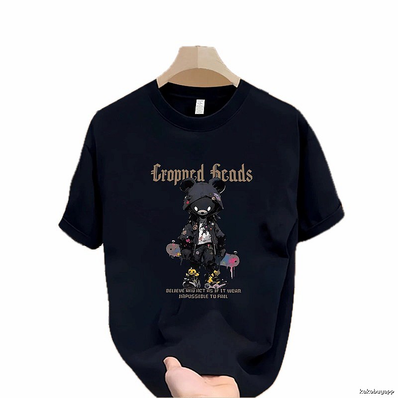 Gloomy Bear Streetwear Street-style Navy Blue Short-sleeve T-shirt