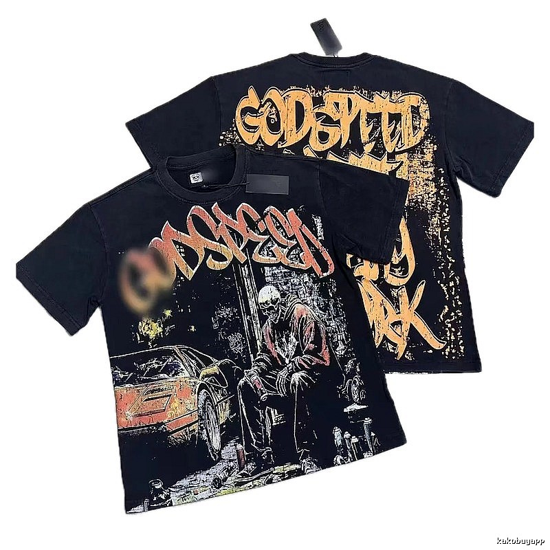GOD Skull Graffiti Street Style Black Short-sleeve T-shirt