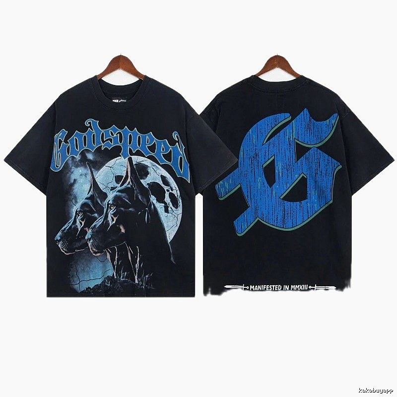 Godspeed Doberman Print Dark Style Black Short Sleeve T-shirt