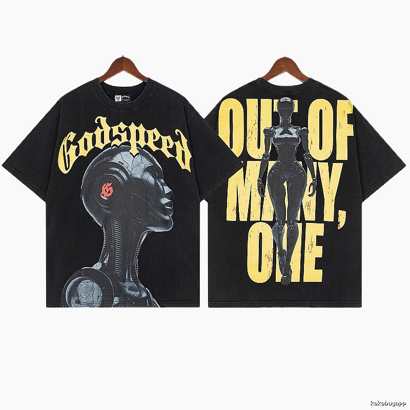 Godspeed Mechanical Print Street Style Black T-Shirt