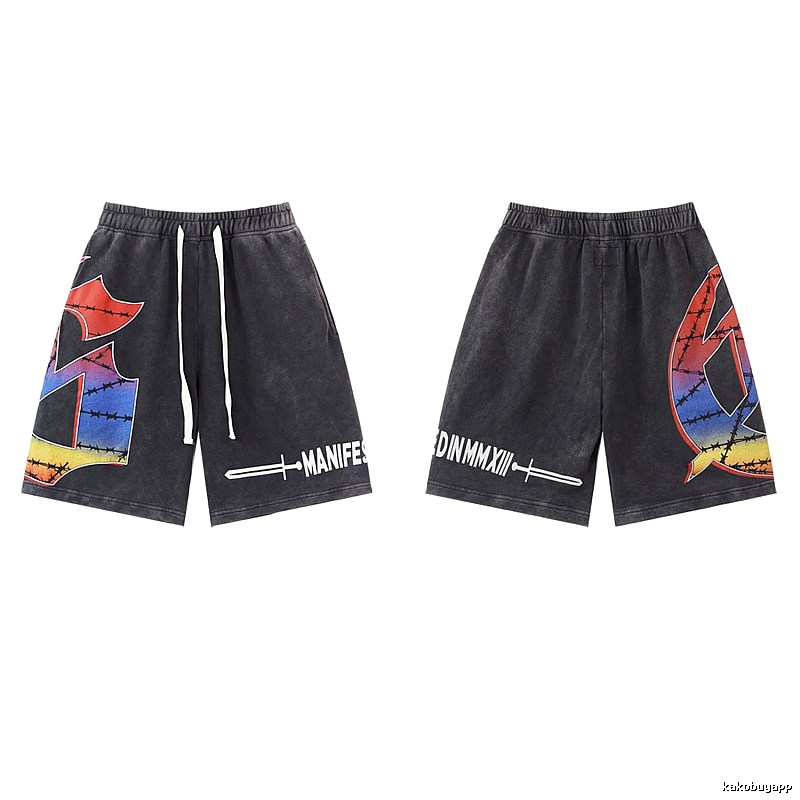 Godspeed Printed Street Style Distressed Black Shorts