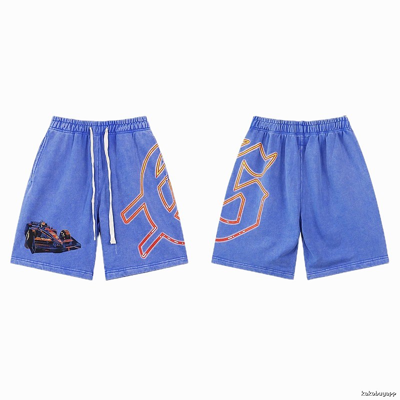 Godspeed Racing Print Street Style Blue Shorts