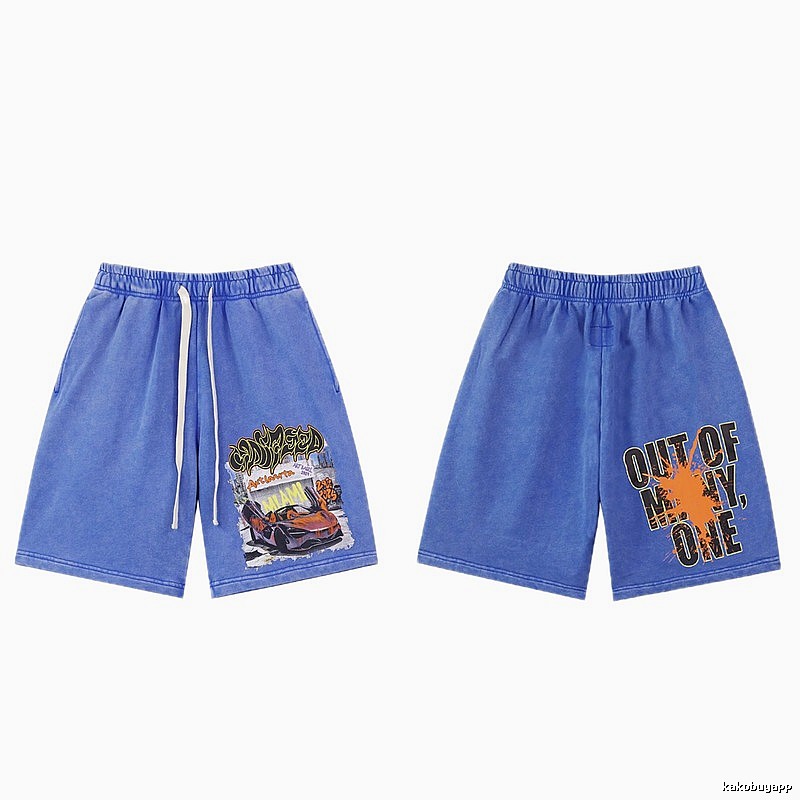 Godspeed Sports Car Print Street Style Blue Shorts