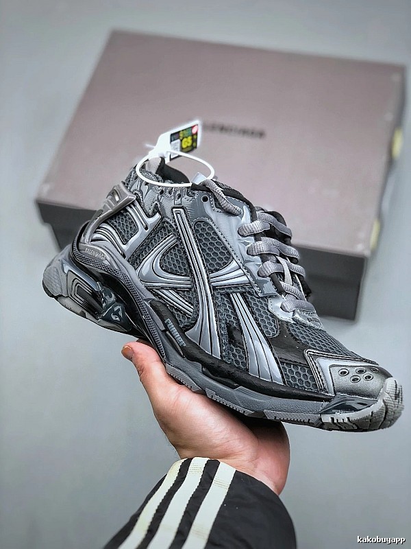 Gray Runner Sneaker by Balenciaga with Gray Layered Runner in Hand