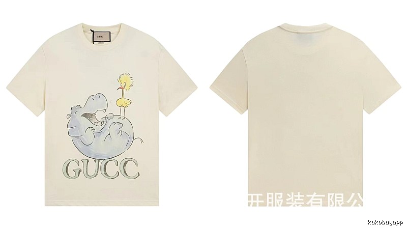 Gucci Cartoon Hippo Casual Off-white T-shirt