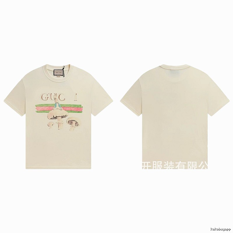 Gucci Co-branded Retro Style Off-white Printed T-Shirt