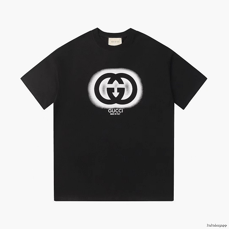 Gucci Double G Print Vintage Style Black T-Shirt