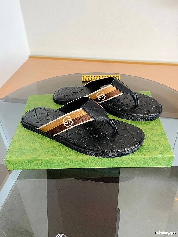 Gucci Double G Series Casual Style Black Flip-Flops
