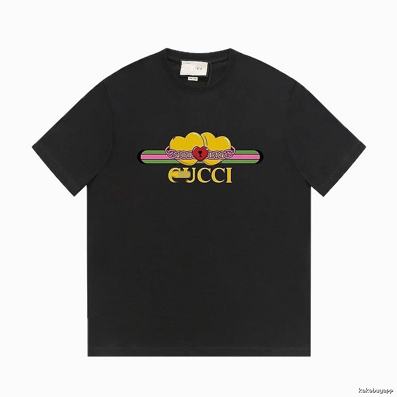 Gucci Heart Print Trendy Black Short-sleeved T-shirt